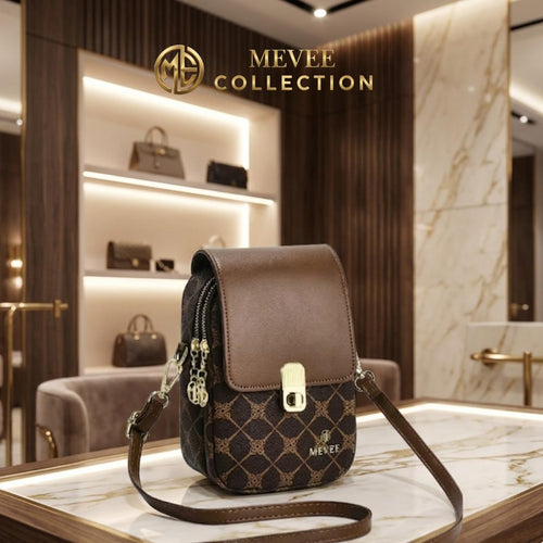 MEVEE Mono Blossom Mini Crossbody in Brown Mono Blossom